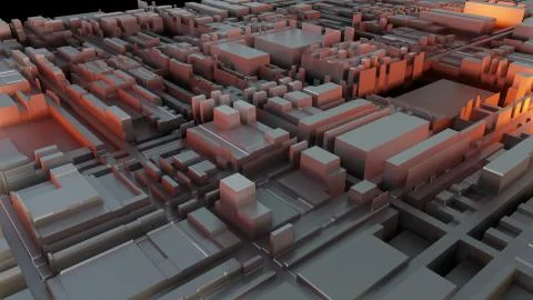 3d render Abstract Technology Background With Cubes Stock Illustration