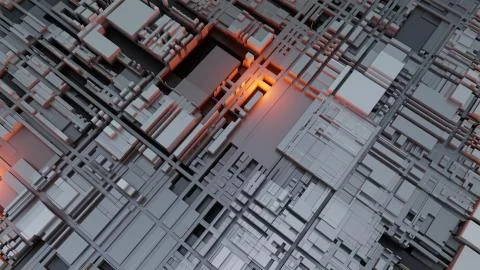 3d render Abstract Technology Background With Cubes Stock Illustration