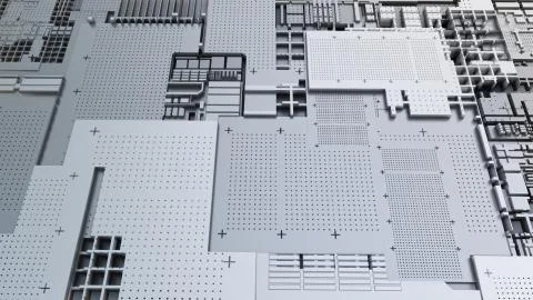 3d render Abstract Technology Background With Cubes Stock Illustration