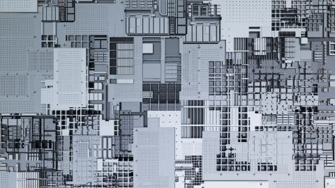 3d render Abstract Technology Background With Cubes Stock Illustration