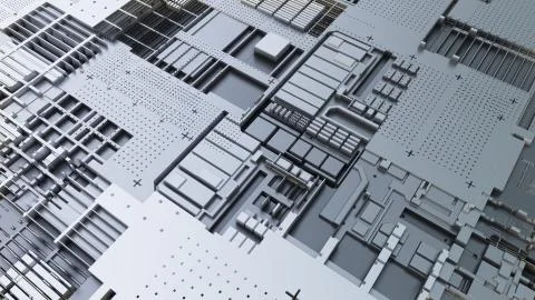 3d render Abstract Technology Background With Cubes Stock Illustration