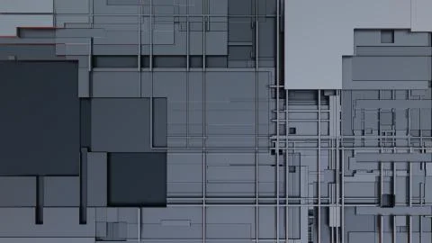 3d render Abstract Technology Background With Cubes Stock Illustration
