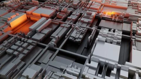 3d render Abstract Technology Background With Cubes 스톡 일러스트