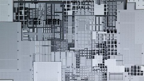 3d render Abstract Technology Background With Cubes Stock Illustration