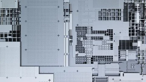 3d render Abstract Technology Background With Cubes Stock Illustration