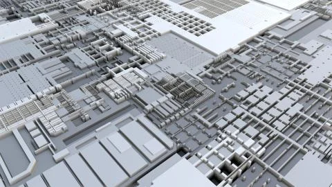3d render Abstract Technology Background With Cubes Stock Illustration