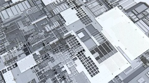 3d render Abstract Technology Background With Cubes Stock Illustration