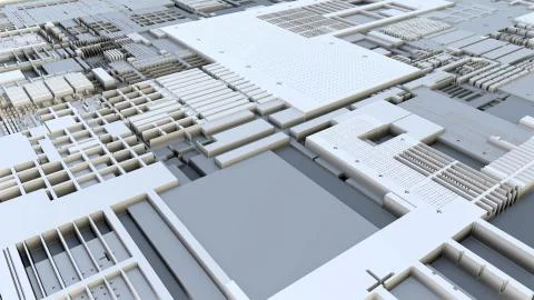 3d render Abstract Technology Background With Cubes Stock Illustration