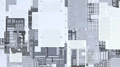 3d render Abstract Technology Background With Cubes Stock Illustration