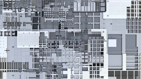 3d render Abstract Technology Background With Cubes Stock Illustration