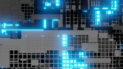 3d render Abstract Technology Background With Cubes Illustrazione stock
