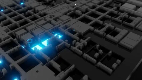 3d render Abstract Technology Background With Cubes Stock Illustration