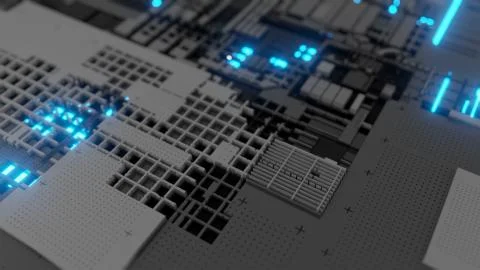 3d render Abstract Technology Background With Cubes 스톡 일러스트