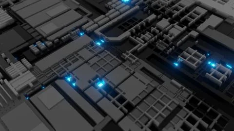 3d render Abstract Technology Background With Cubes Stock Illustration
