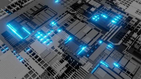 3d render Abstract Technology Background With Cubes Illustrazione stock