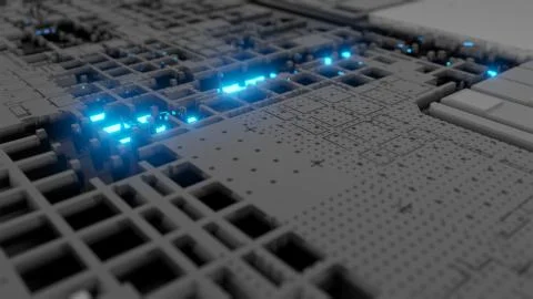 3d render Abstract Technology Background With Cubes Illustrazione stock