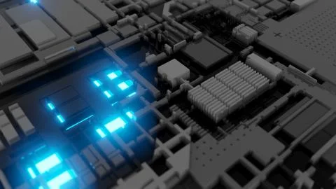 3d render Abstract Technology Background With Cubes Stock Illustration