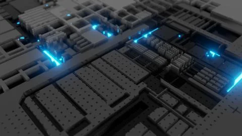 3d render Abstract Technology Background With Cubes 스톡 일러스트