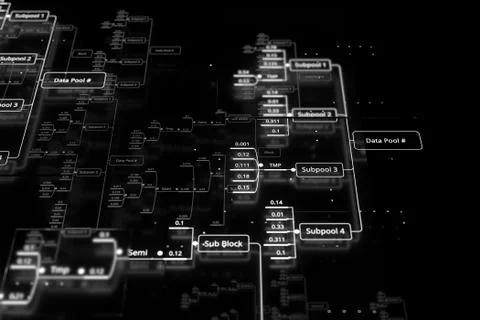 3d render abstract technology background. Big data concept illustration. Deci 스톡 일러스트