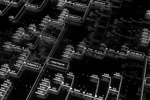 3d render abstract technology background. Big data concept illustration. Deci Stock Illustration