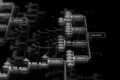 3d render abstract technology background. Big data concept illustration. Deci イラスト素材