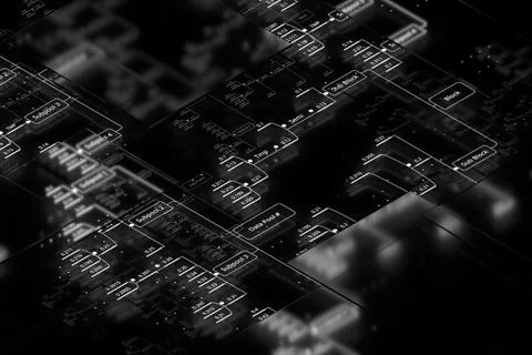 3d render abstract technology background. Big data concept illustration. Deci Stock Illustration