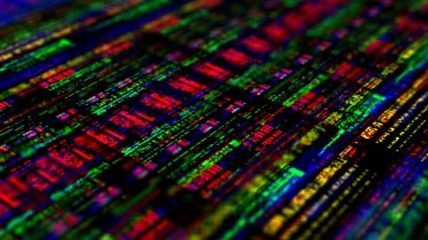 3d render abstract technology background. Quantum macro zoom. High detailed p Stock Illustration