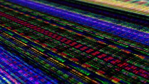 3d render abstract technology background. Quantum macro zoom. High detailed p Stock-Illustration