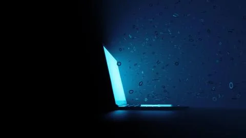 3d render abstract technology background with light and binary digit particle Stock Illustration