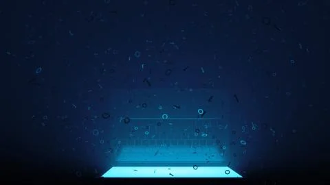 3d render abstract technology background with light and binary digit particle 스톡 일러스트