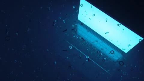 3d render abstract technology background with light and binary digit particle 스톡 일러스트