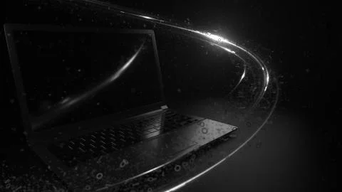 3d render abstract technology background with light and binary digit particle Stock Illustration