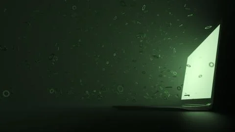 3d render abstract technology background with light and binary digit particle Stock Illustration