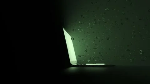 3d render abstract technology background with light and binary digit particle Stock Illustration