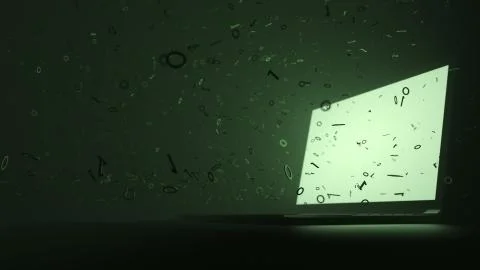 3d render abstract technology background with light and binary digit particle Stock Illustration