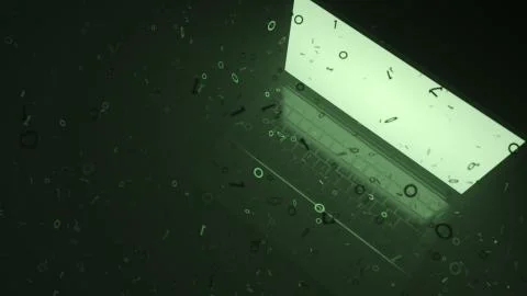 3d render abstract technology background with light and binary digit particle Stock Illustration