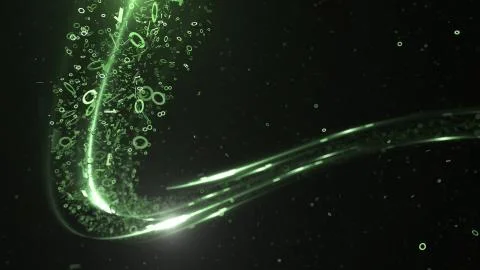 3d render abstract technology background with light and binary digit particle Stock Illustration