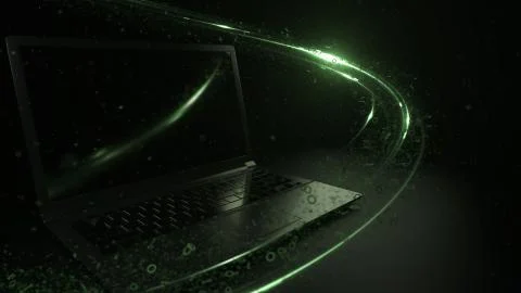 3d render abstract technology background with light and binary digit particle Stock Illustration