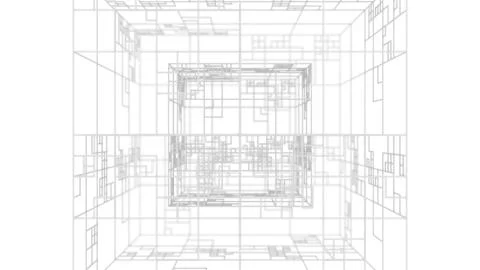 3d render abstract technology simple background with element. Atom array comp Illustrazione stock