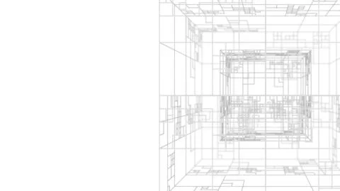 3d render abstract technology simple background with element. Atom array comp Stock Illustration