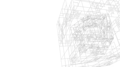 3d render abstract technology simple background with element. Atom array comp Illustrazione stock