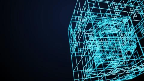 3d render abstract technology simple background with element. Atom array comp Illustrazione stock