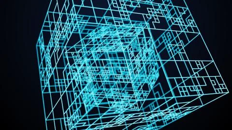 3d render abstract technology simple background with element. Atom array comp Stock Illustration