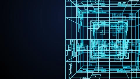 3d render abstract technology simple background with element. Atom array comp Stockillustratie