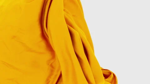 3D render of abstract tenderness soft golden silk fabric, luxury wave satin Stock Footage 261971787