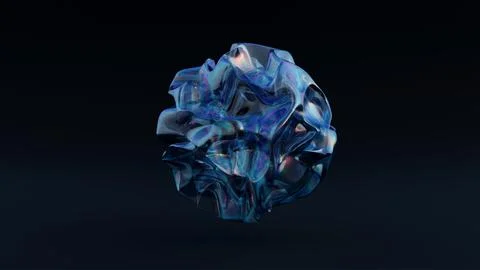 3d render abstract transparent ball of curved wavy spherical biological line Stock Illustration