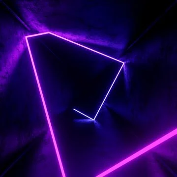 3d render, abstract tunnel background with violet neon lights Stock Illustration