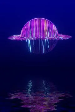 3d render. abstract UFO landscape or super-technological balloon object イラスト素材