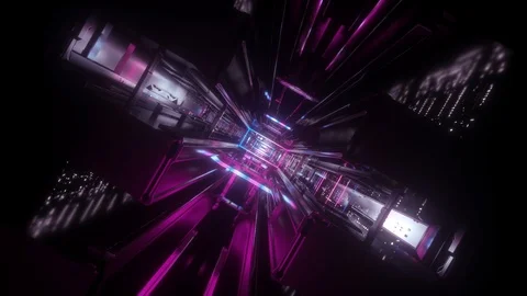 3d render, abstract urban virtual reality tunnel. Futuristic motion graphic. Stock Footage 91044223