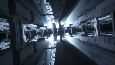 3d render, abstract urban virtual reality tunnel. Futuristic motion graphic. Video stock 91044231